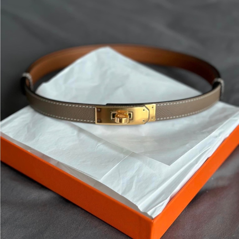Hermes Kelly Belt Etoupe Ghw
